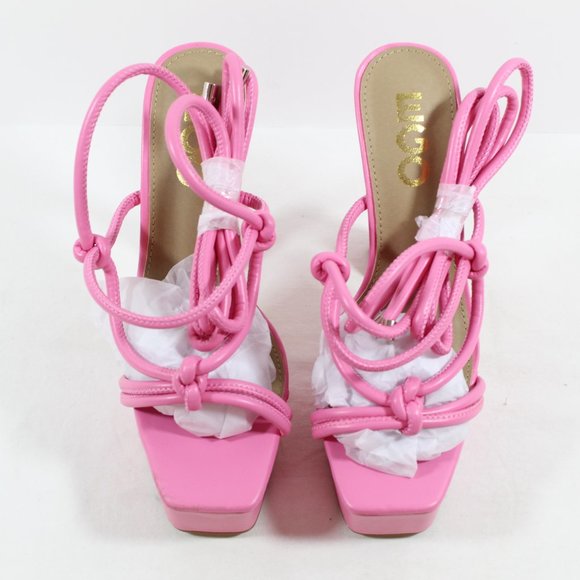 EGO Heat-Wave Knotted Detail Square Toe Lace Up Platform - Pink 8M - Picture 4 of 7